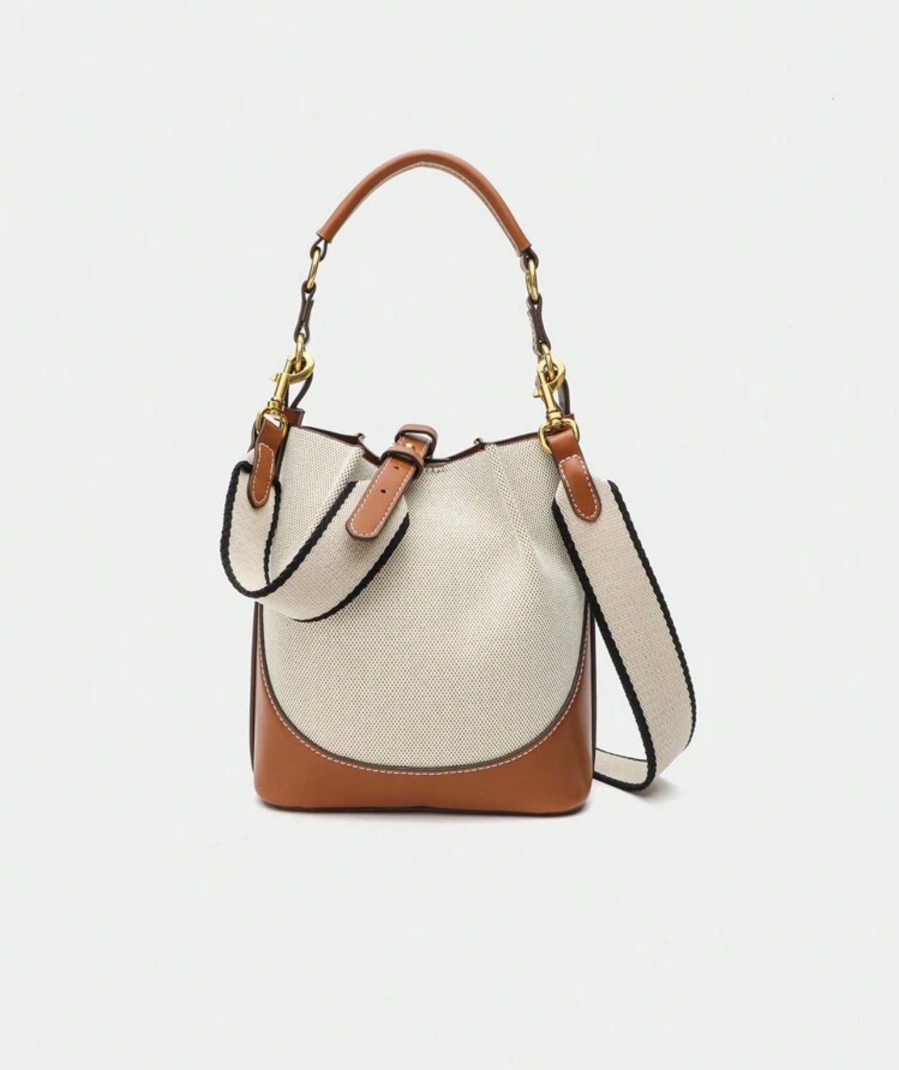 Beige Crossbody Bucket Bag