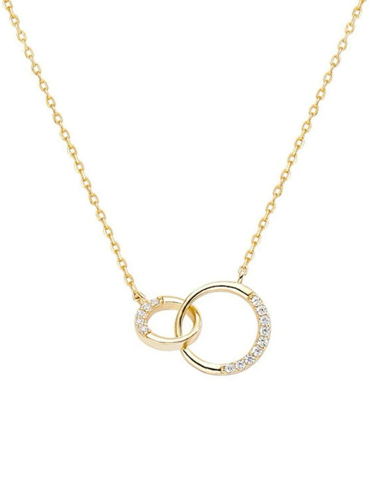 Cubic Zirconia Decor Circle Charm Sterling Silver Necklace