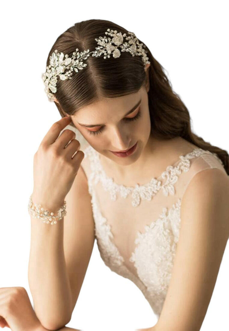 Pearl & Rhinestone Decor Soft Chain Headband