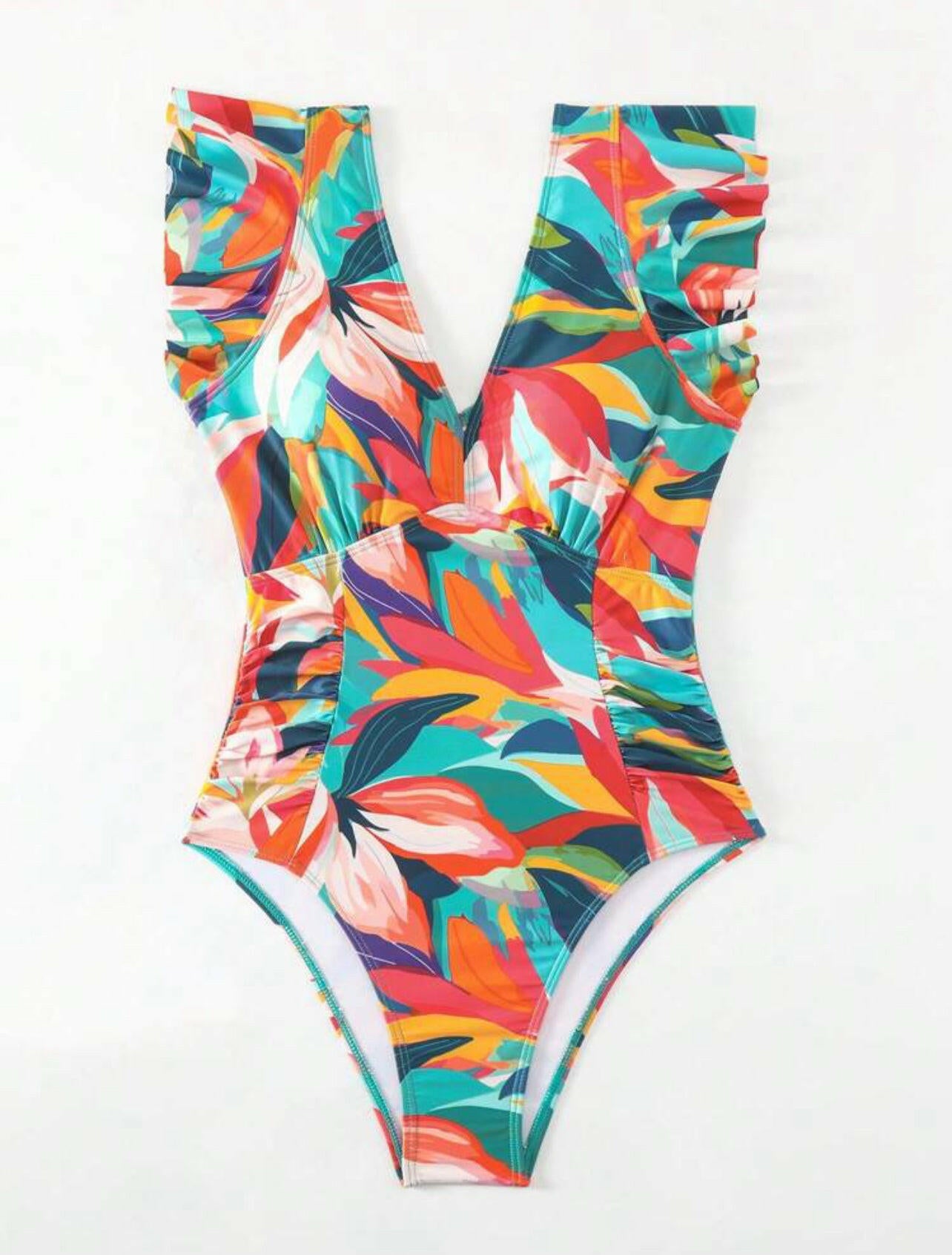 One-Piece Swimsuit With Floral Print Carnival