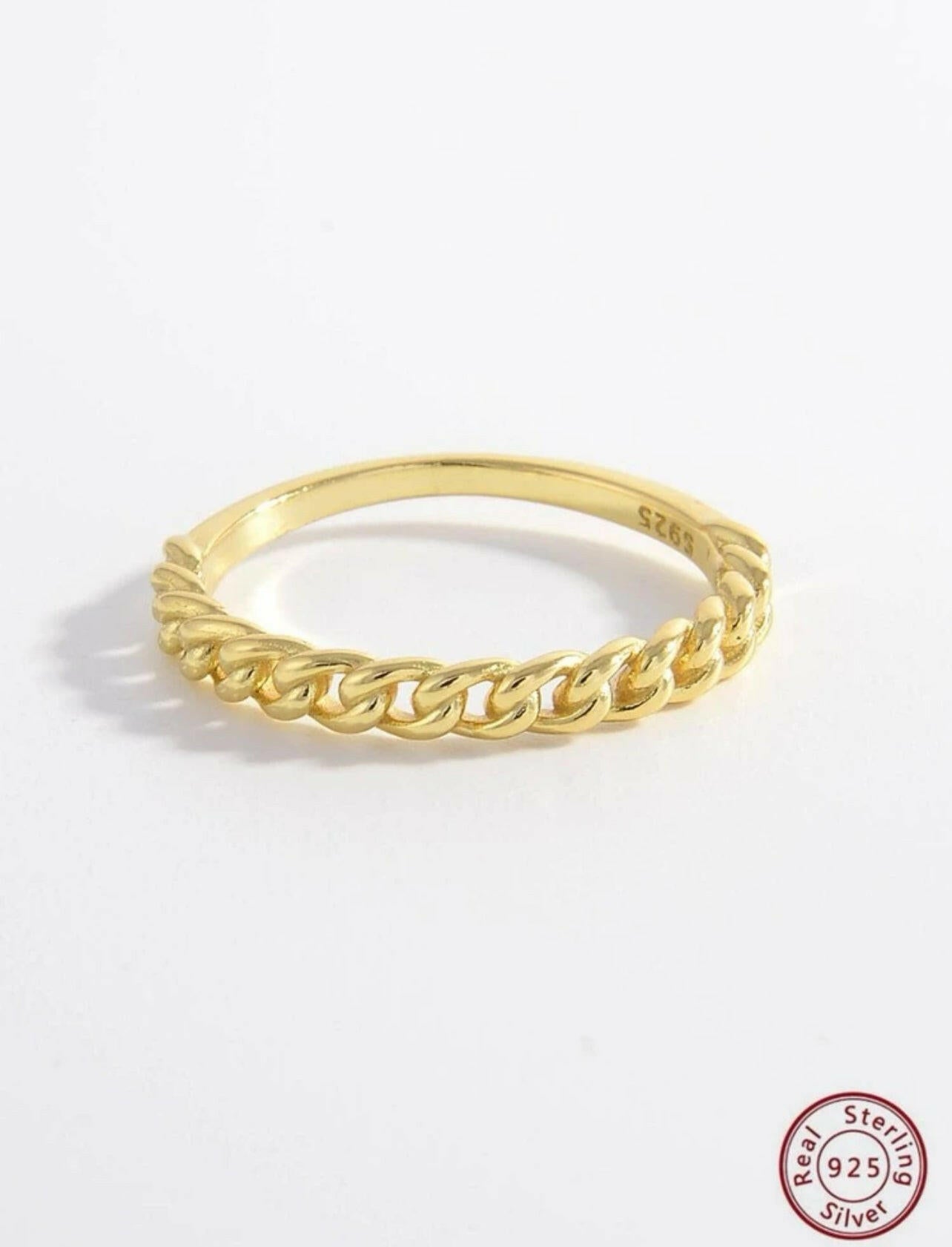 Chain Decor Sterling Silver Ring