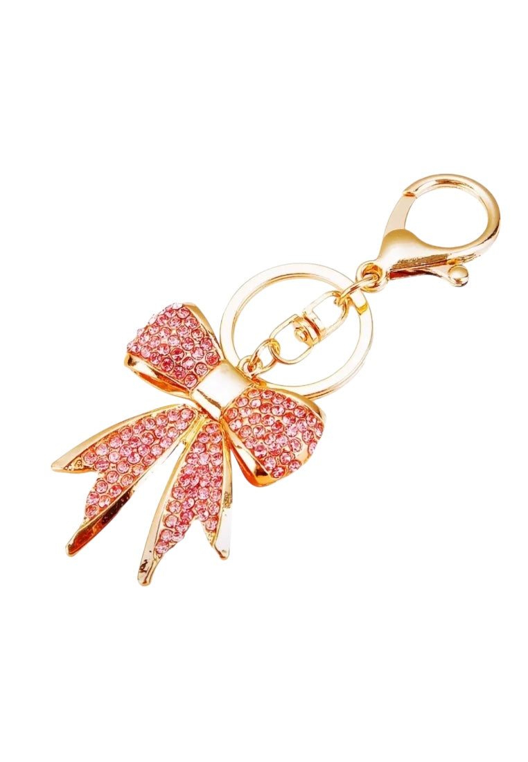 Pink Rhinestone Cute Bowknot Design Keychain