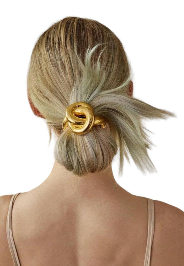 Elegant Golden Metal Geometric Hair Tie