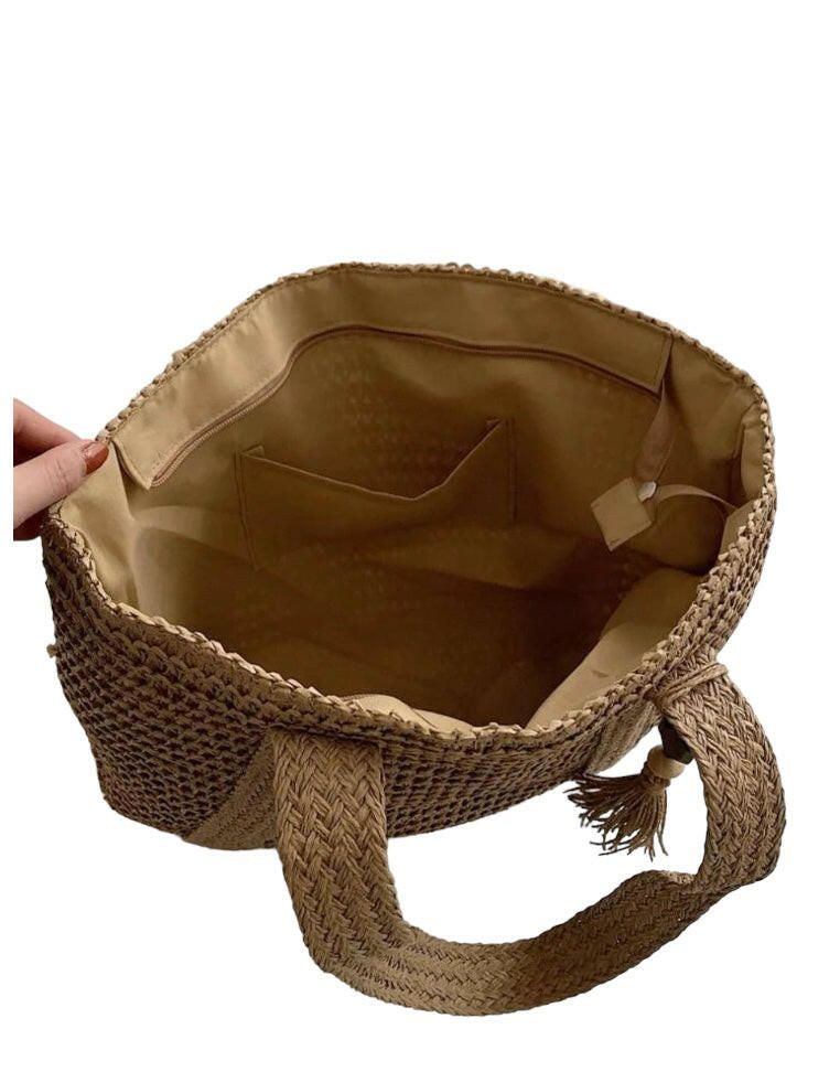 Tassel Decor Straw Bag