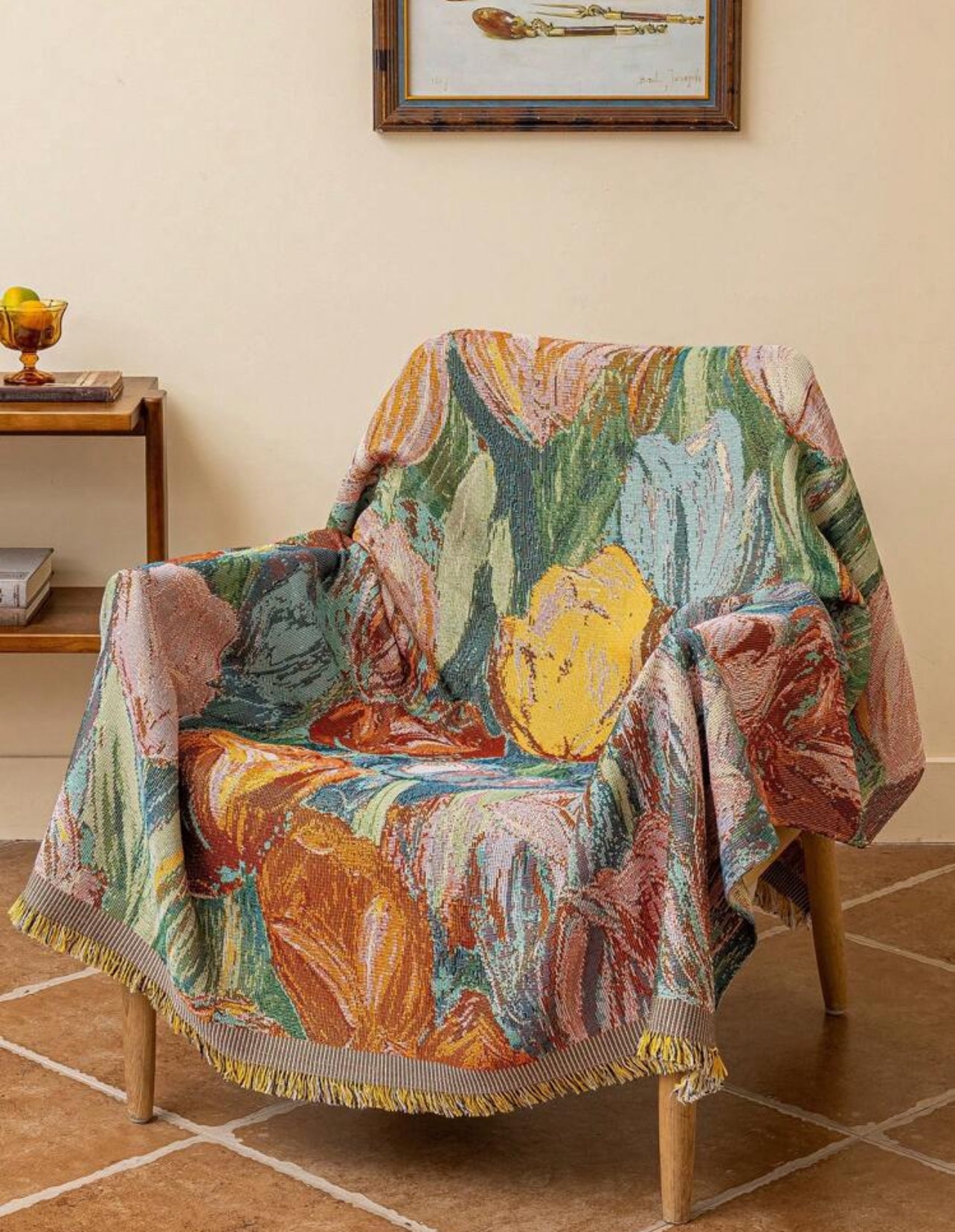 Multipurpose Throw Blanket/Sofa Cover With Tasseled Edges