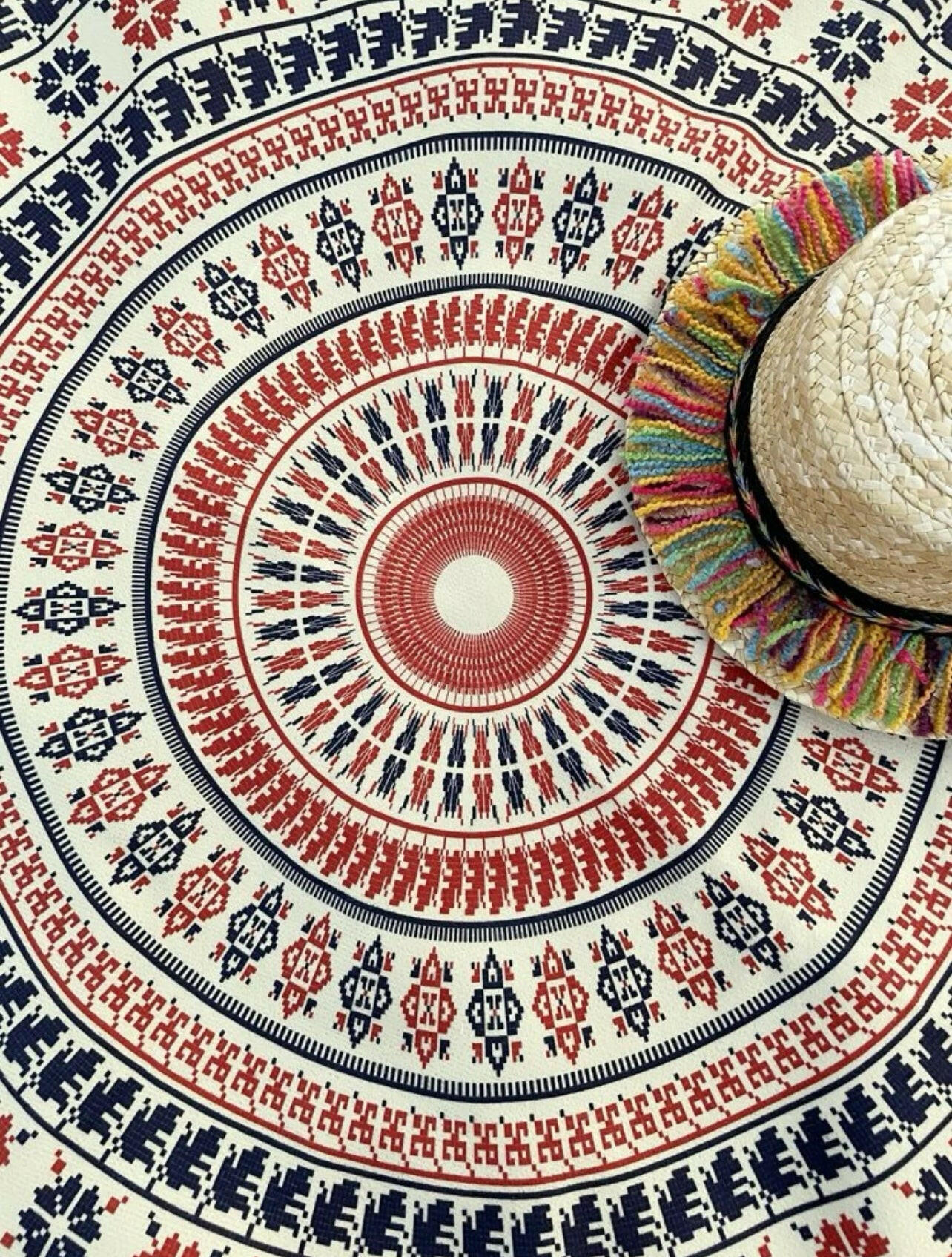 Boho Allover Print Tassel Trim Beach Blankets