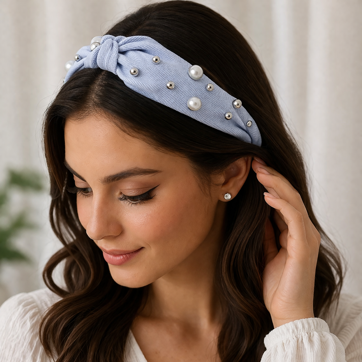 Elegant Denim Knotted Headband