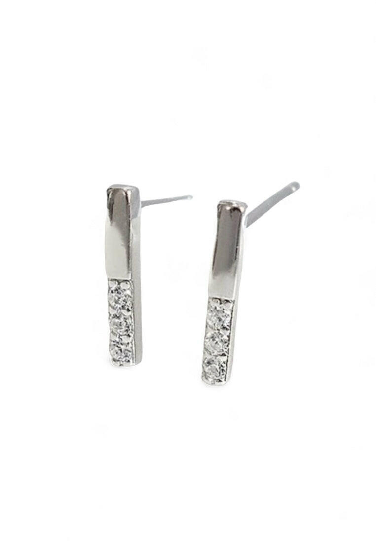 S925 Sterling Silver Minimalist Letter I Design Earrings