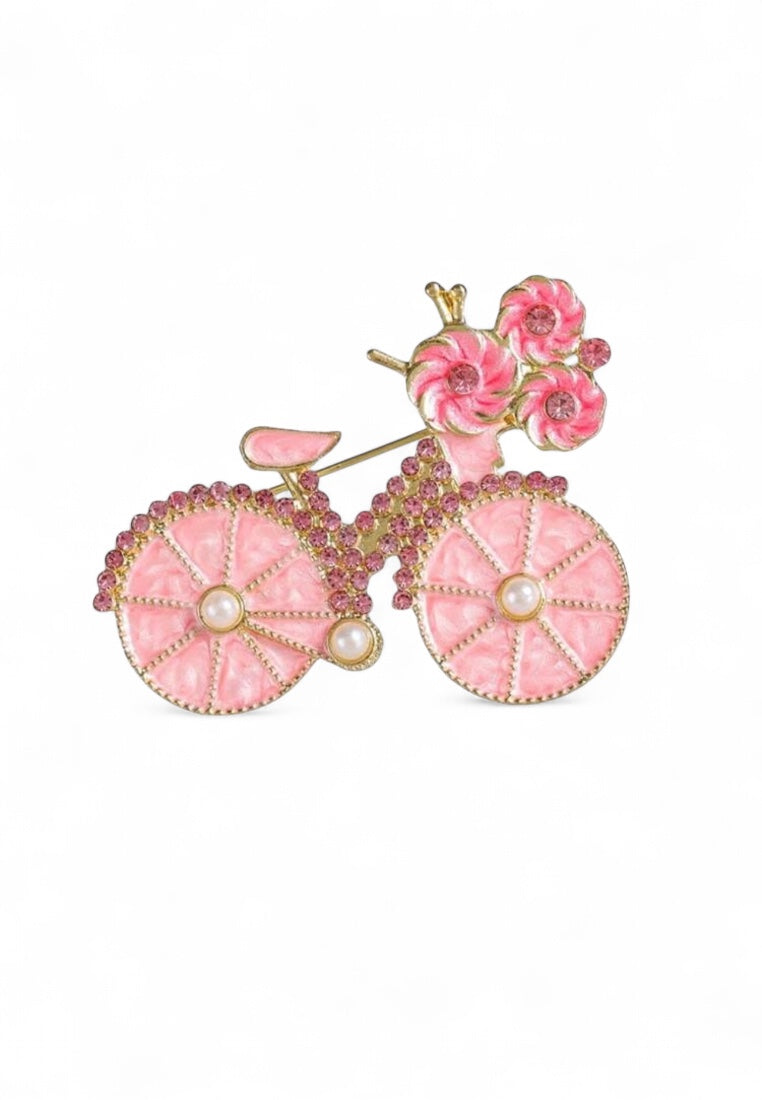Pink Bicycle Brooch