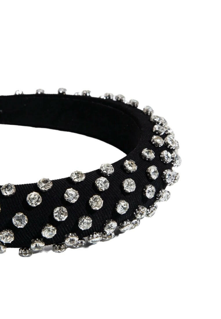 Black Crown Gemstone Decorated Headband
