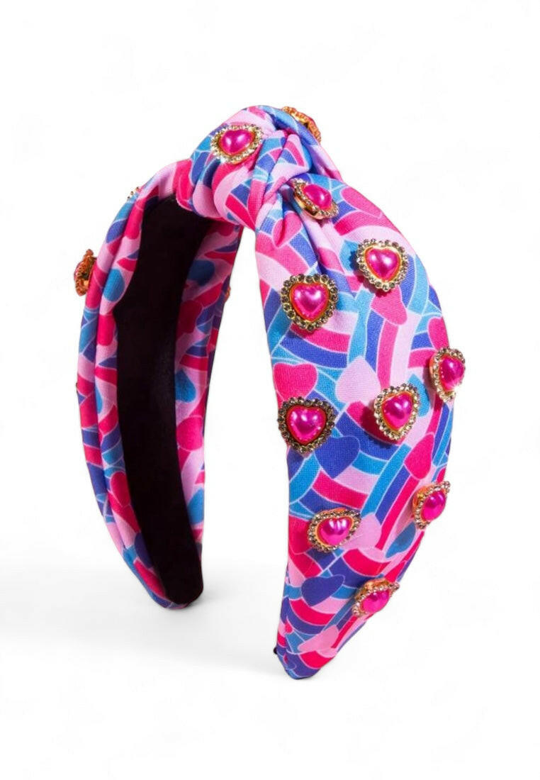 Geometric Floral Fabric Bow Knot Headband