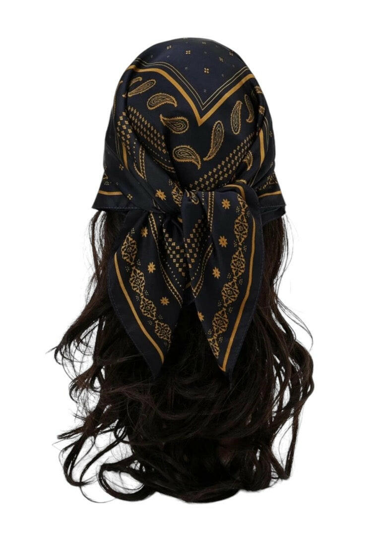 Blue Paisley Bohemian Vintage Printed Bandana Scarf