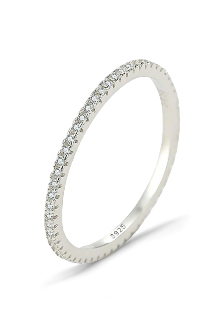 Cubic Zirconia Decor Sterling Silver Ring
