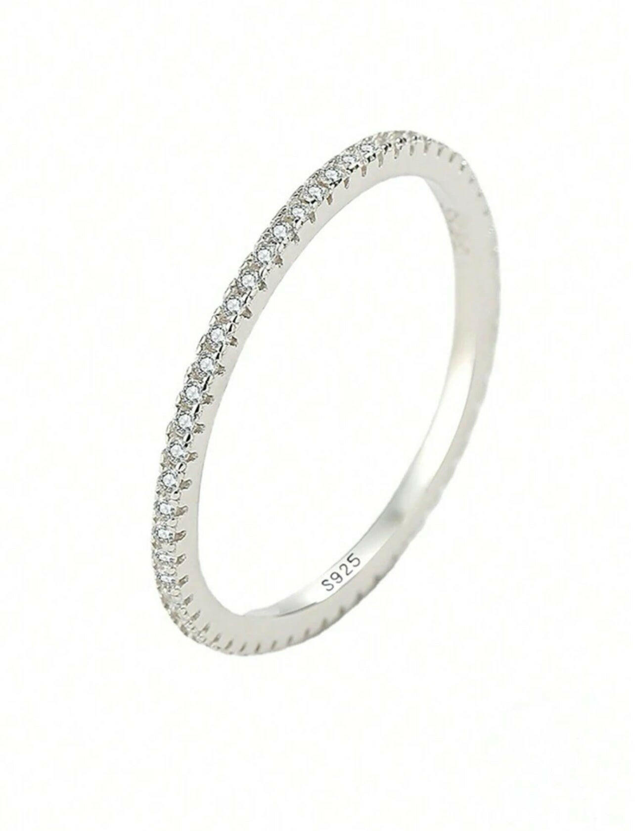 Cubic Zirconia Decor Sterling Silver Ring