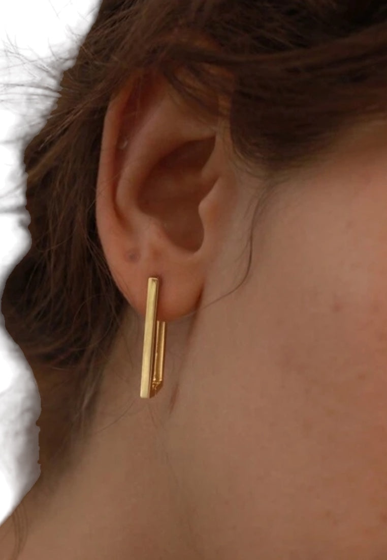 925 Sterling Gold Square Earrings