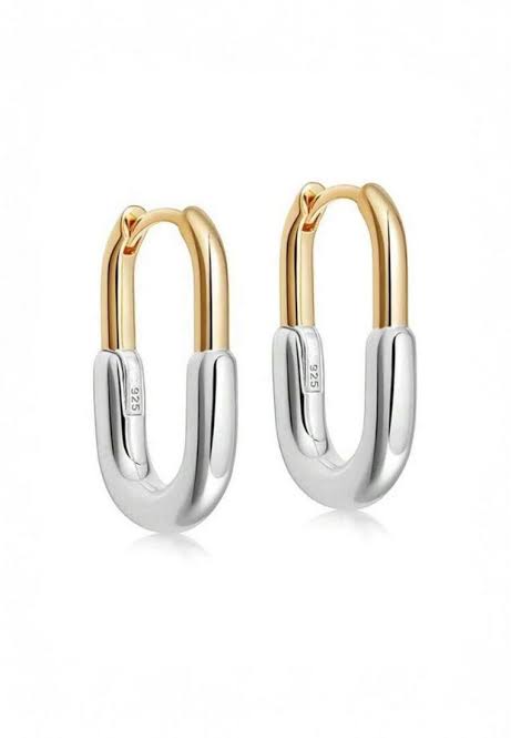 925 Sterling Silver Gold-Plated Two Tone Hoop Earrings