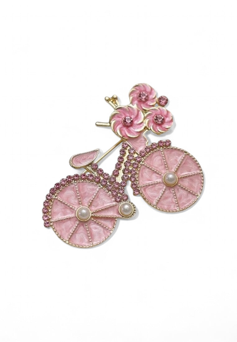 Pink Bicycle Brooch