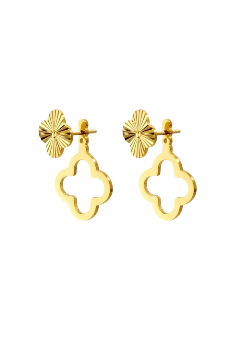 925 Sterling Silver Gold-Plated Four-Leaf Clover Earrings