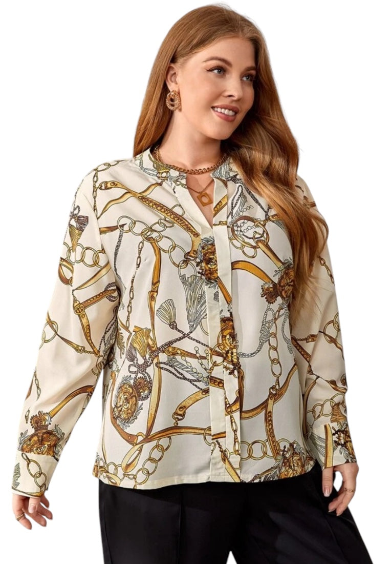 Plus Size Chain Print Blouse
