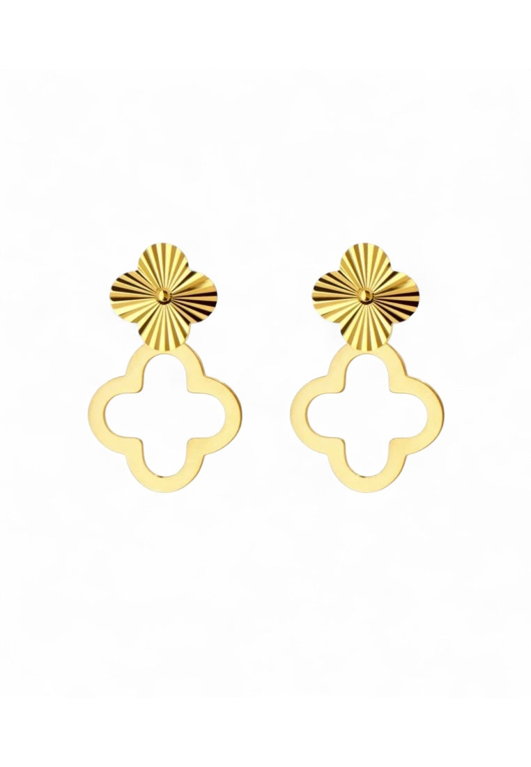 925 Sterling Silver Gold-Plated Four-Leaf Clover Earrings