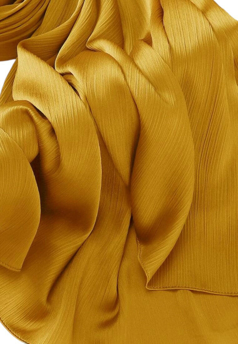 Yellow Natural Crinkle Solid Color Scarf