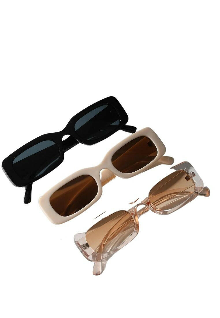 Three pairs of Square Frame Sunglasses featuring different color combinations. Square frames add a touch of boldness to your accessory collection while providing essential sun protection.