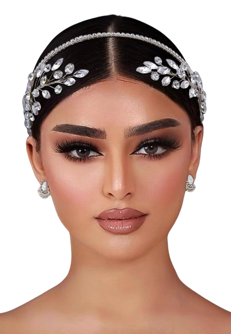 Rhinestone Leaf Decor Glamorous elegant Bride Headband