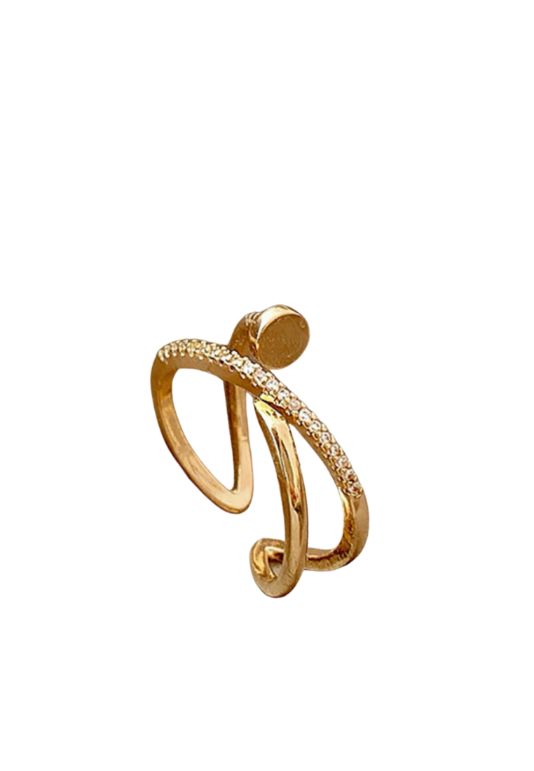 Minimalist Micro-inlaid Cubic Zirconia Stud Ring