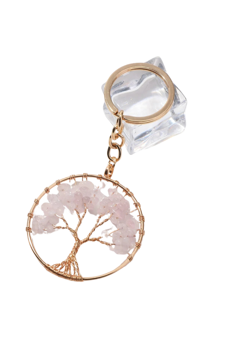 Pink Tree Of Life Charm Keychain