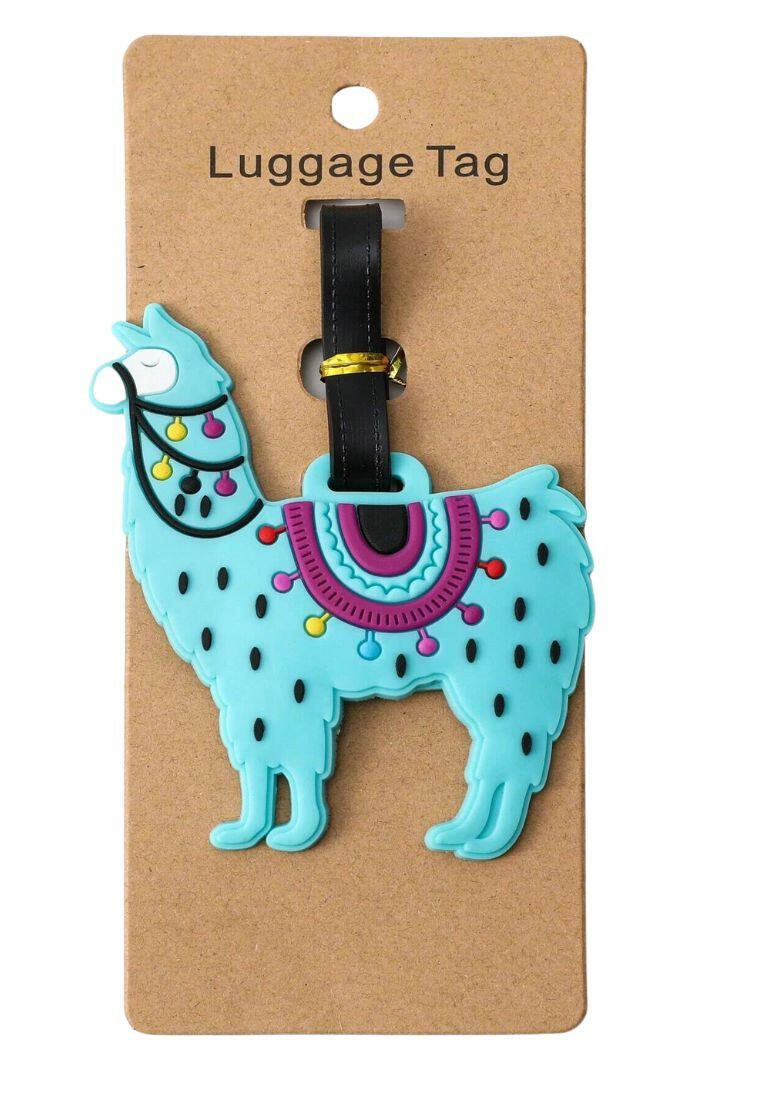 A luggage tag featuring a cartoon design. The tag is designed to attach to luggage, bags, or travel accessories for easy identification. The cartoon design adds a playful and whimsical touch to the tag. This accessory is both practical and fun, helping to distinguish and personalize belongings during travel.