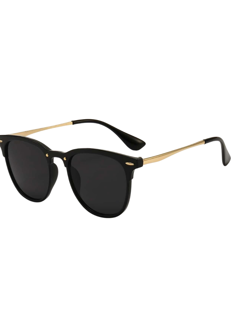 Pair of sleek Minimalist Sunglasses with a timeless design. The sunglasses feature a minimalist frame shape and tinted lenses for sun protection. Their simple yet elegant style makes them versatile for various occasions.