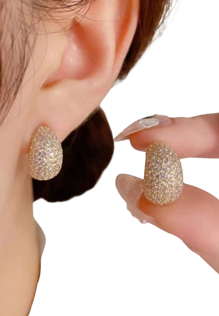 Cubic Zirconia Decor Stud Earrings