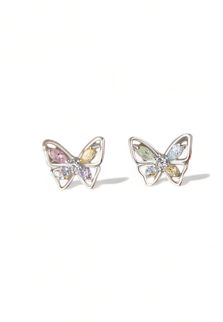 Mini 925 Sterling Silver Butterfly Design Stud Earrings