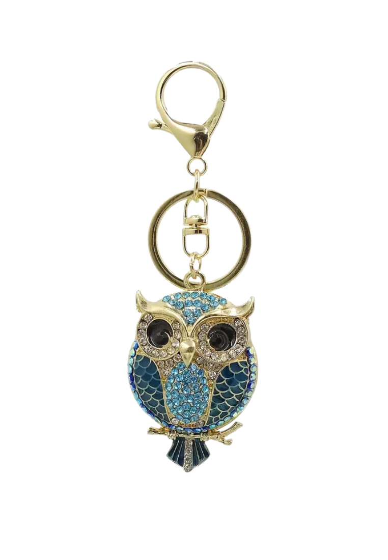 Rhinestone Blue Owl Keychain