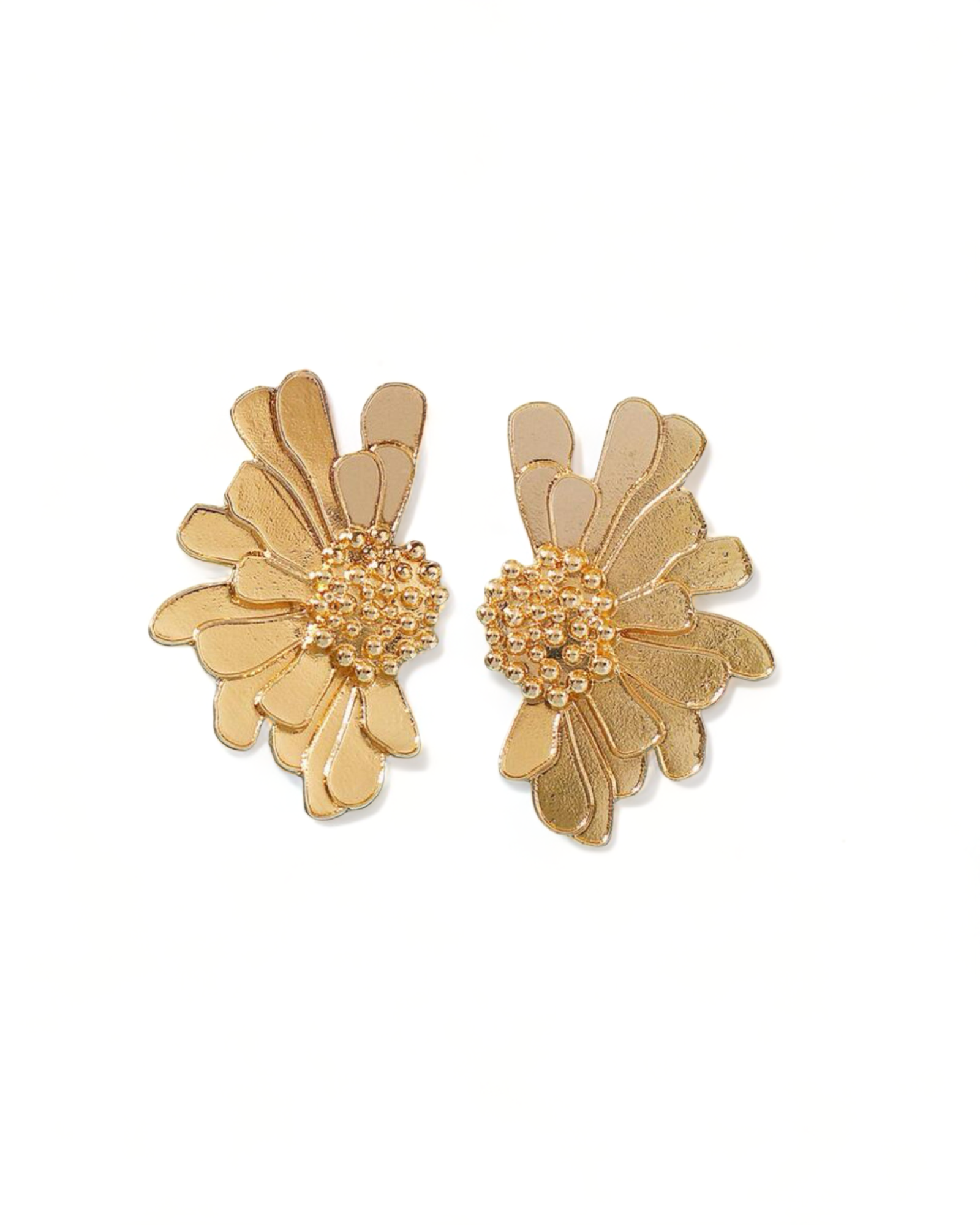 Gold Flower Design Stud Earrings