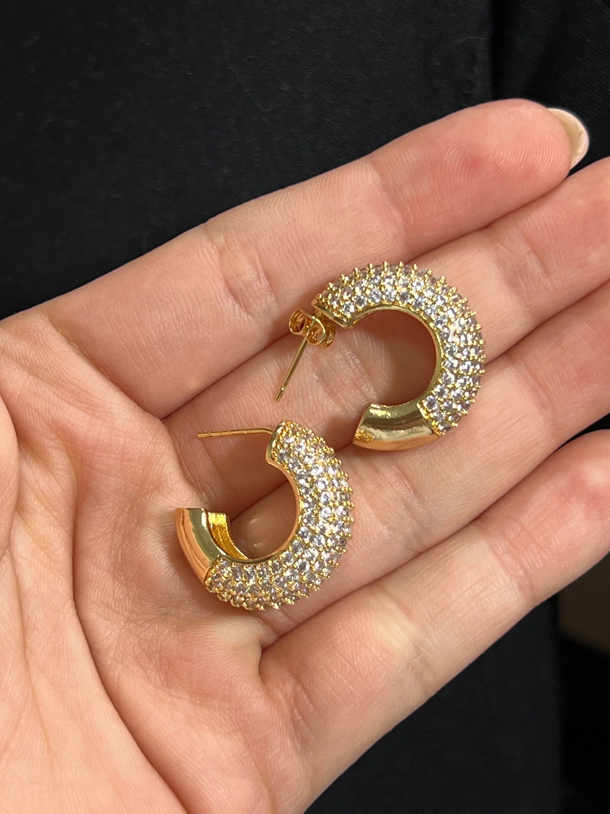 Cubic Zirconia Simple C-shaped Earrings