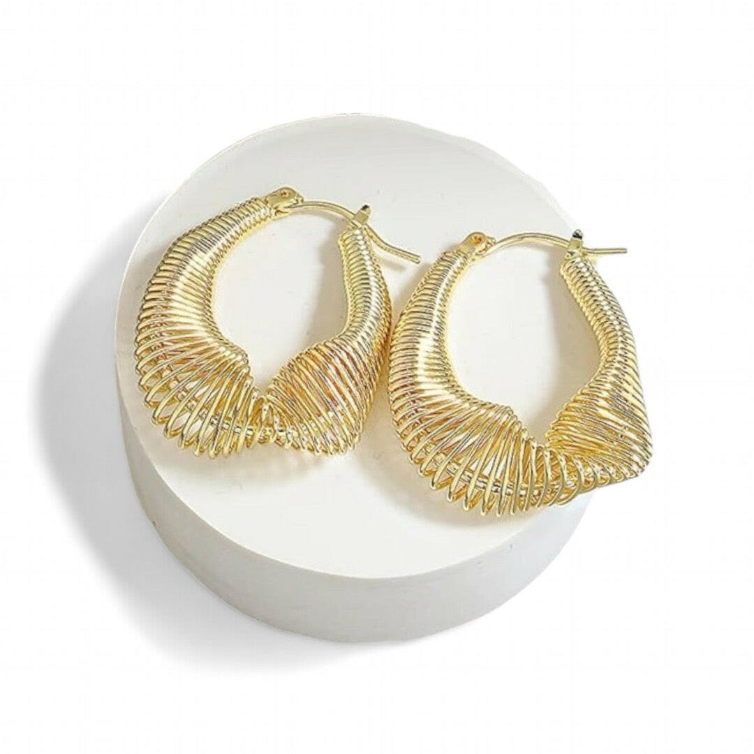 Elegant Twisted Coil Gold-Plated Stainless Steel Earrings
