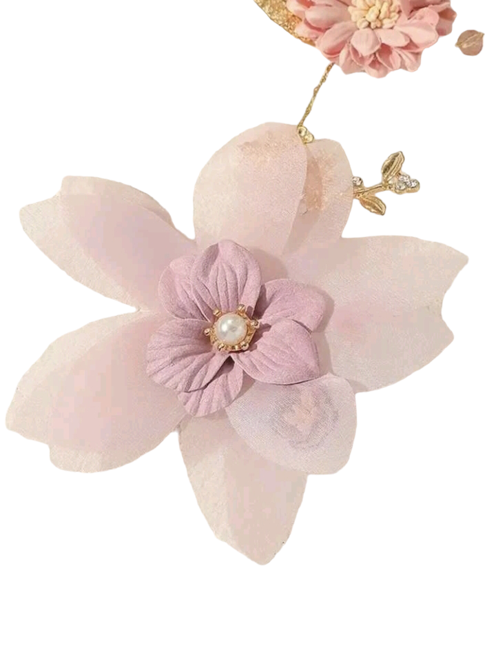 Flower-decorated fashion bridal hair accessories, featuring intricate floral designs that add a touch of natural elegance and beauty to a bride's hairstyle.