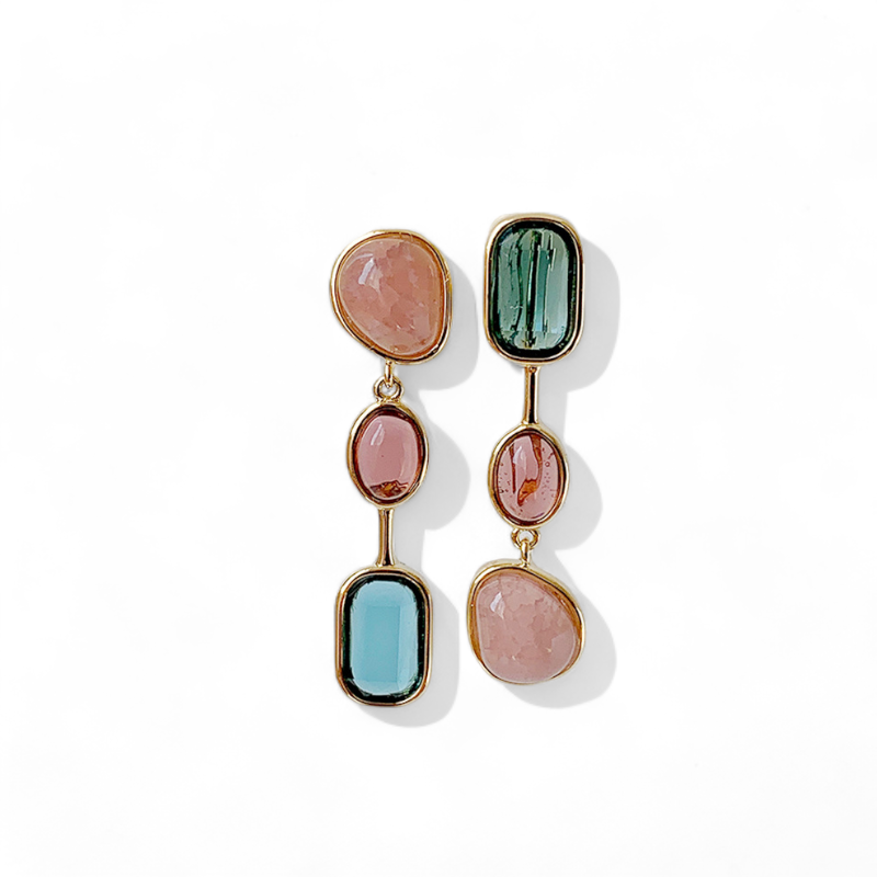 Colorful Crystal Stones Long Drop Earrings