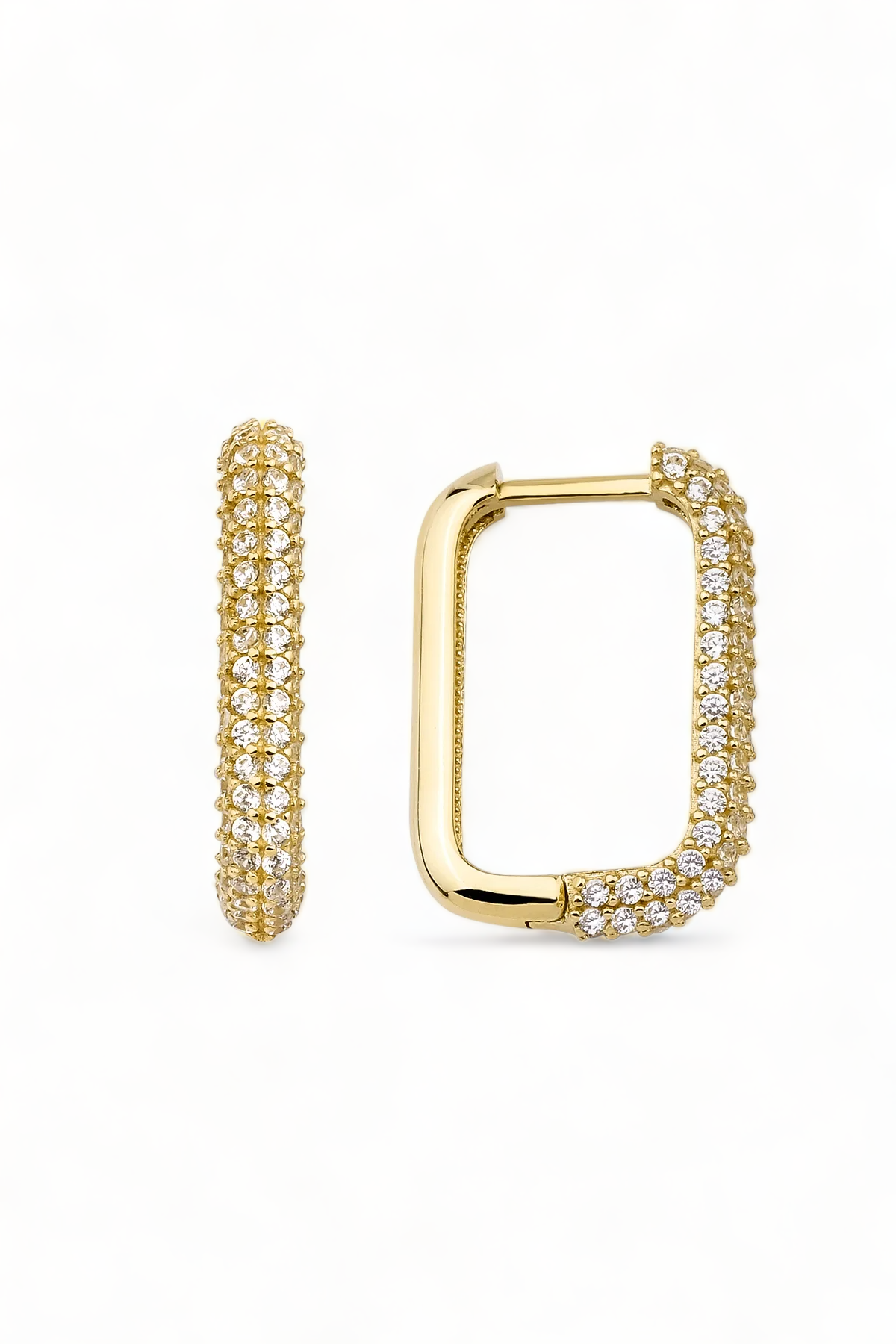 Cubic Zirconia Decor Hoop Earrings