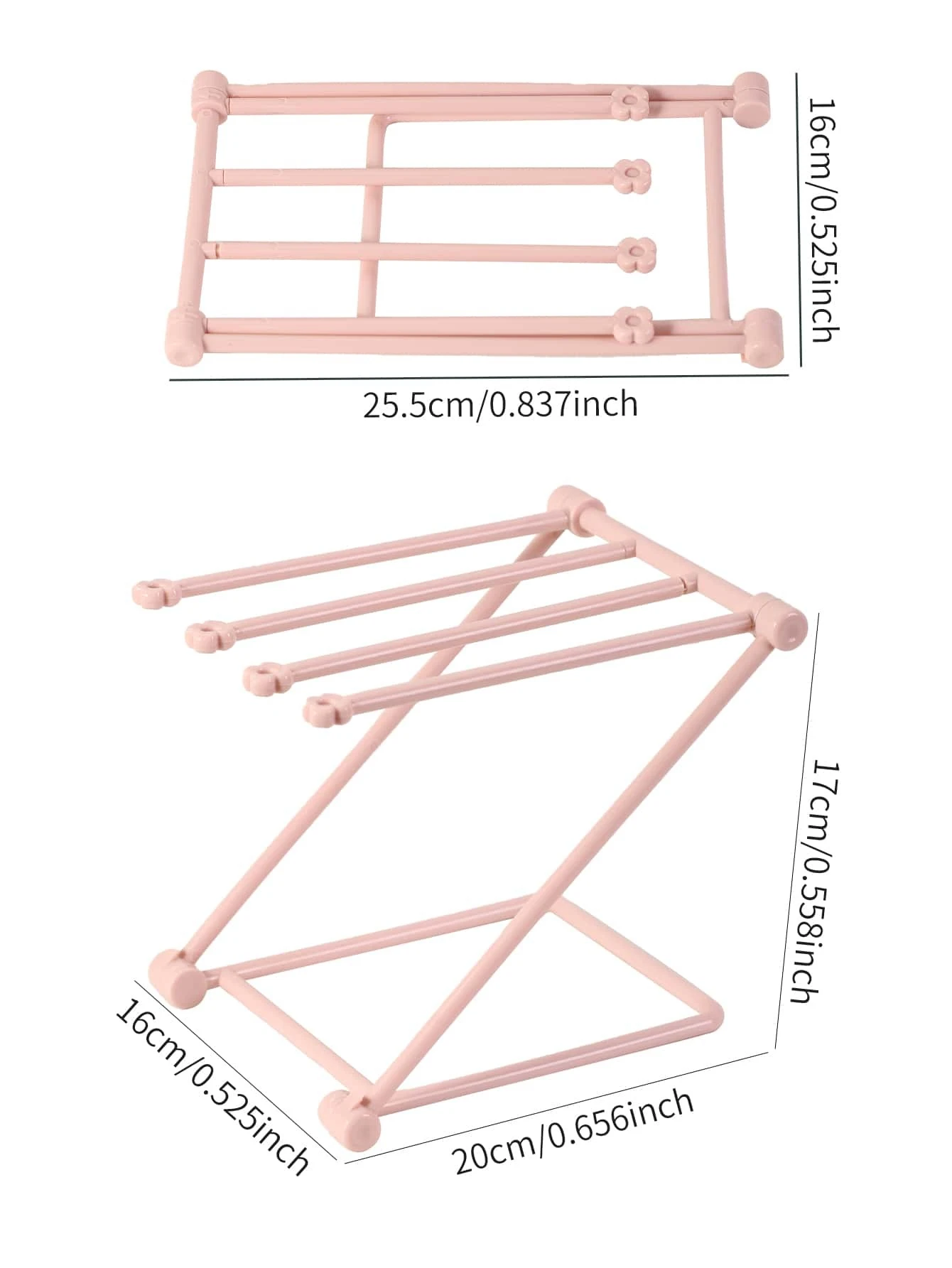 Foldable plastic rack for storing headwear, providing a convenient and space-saving solution for organizing your hats and accessories.