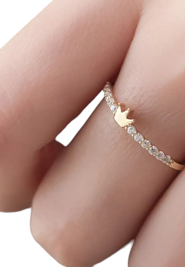 925 Sterling Silver Crown Zircon Glitter Ring