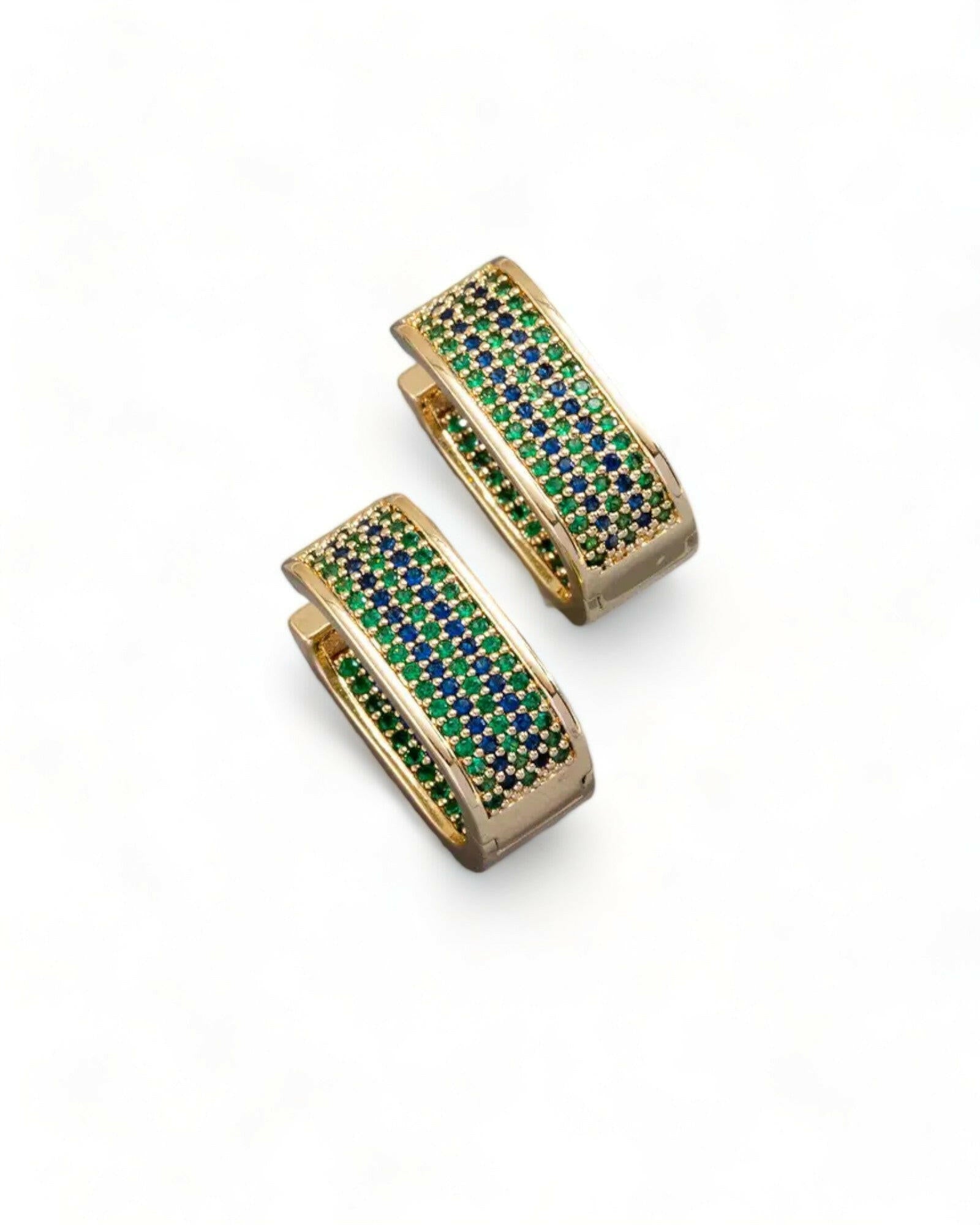 Golden Zircon Blue & Green Earrings