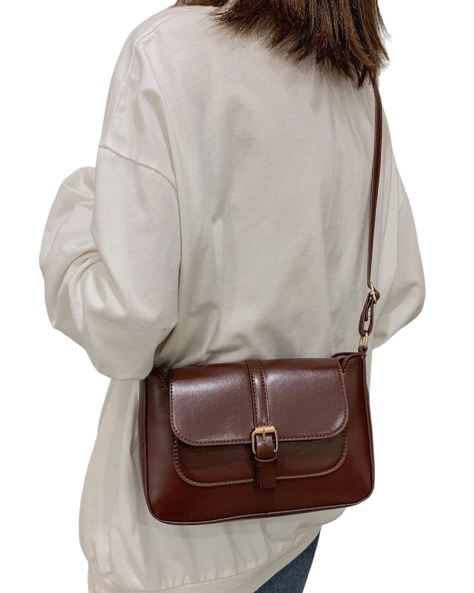 Buckle Decor Flap Crossbody Bag