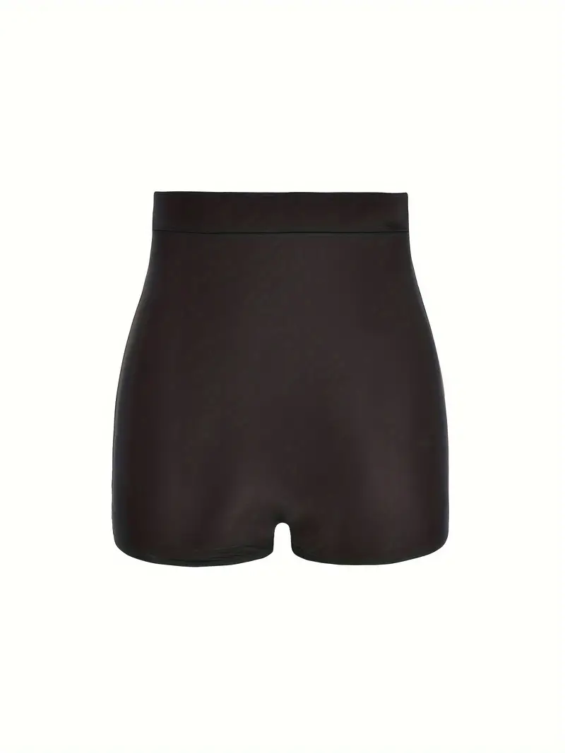 Plus Size Solid Ruched High Rise Medium Stretch Swimwear Shorts