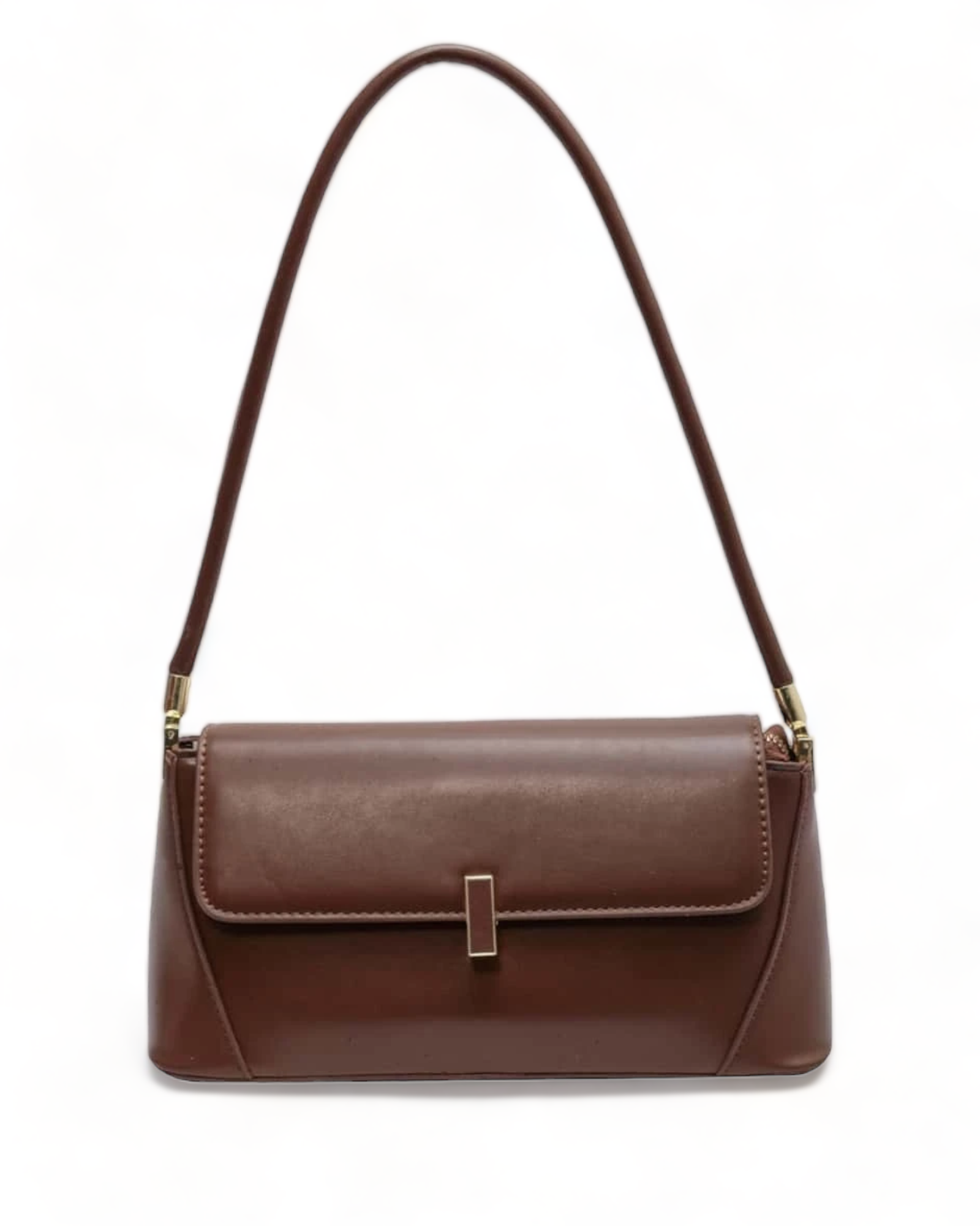 Metal Decor Flap Baguette Bag