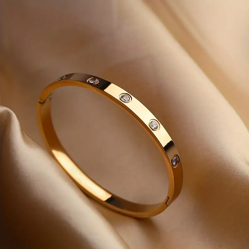 Titanium Steel Rhinestone Bangle bracelet