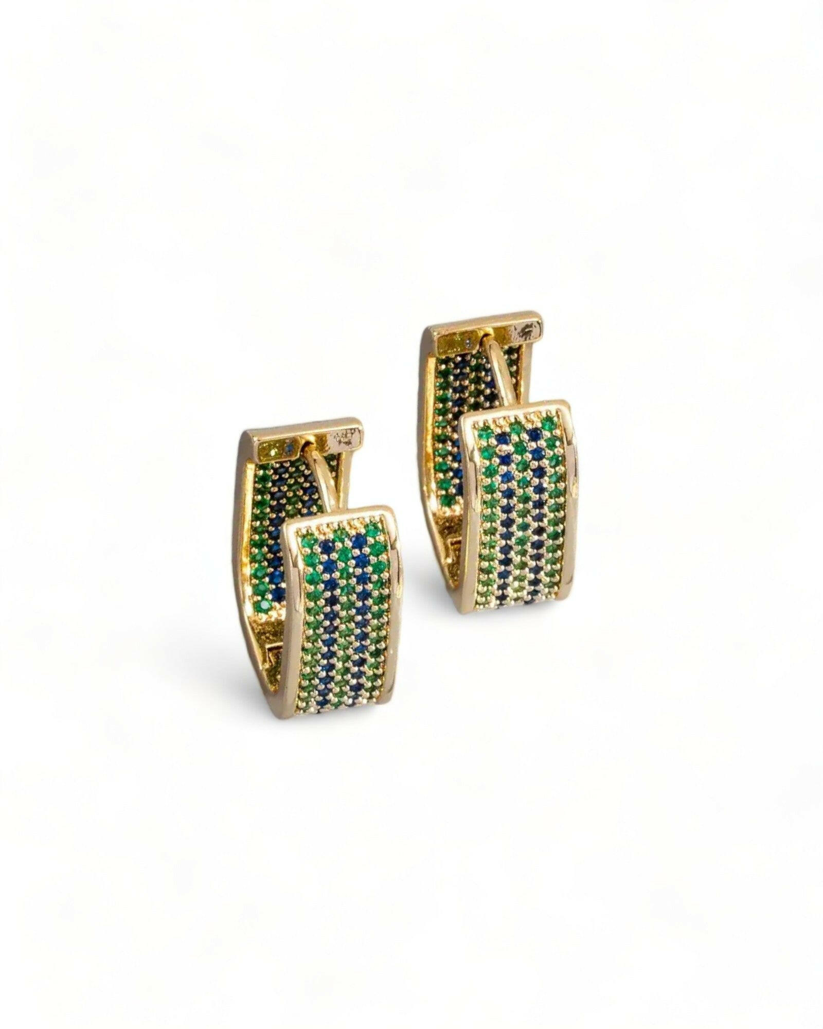 Golden Zircon Blue & Green Earrings