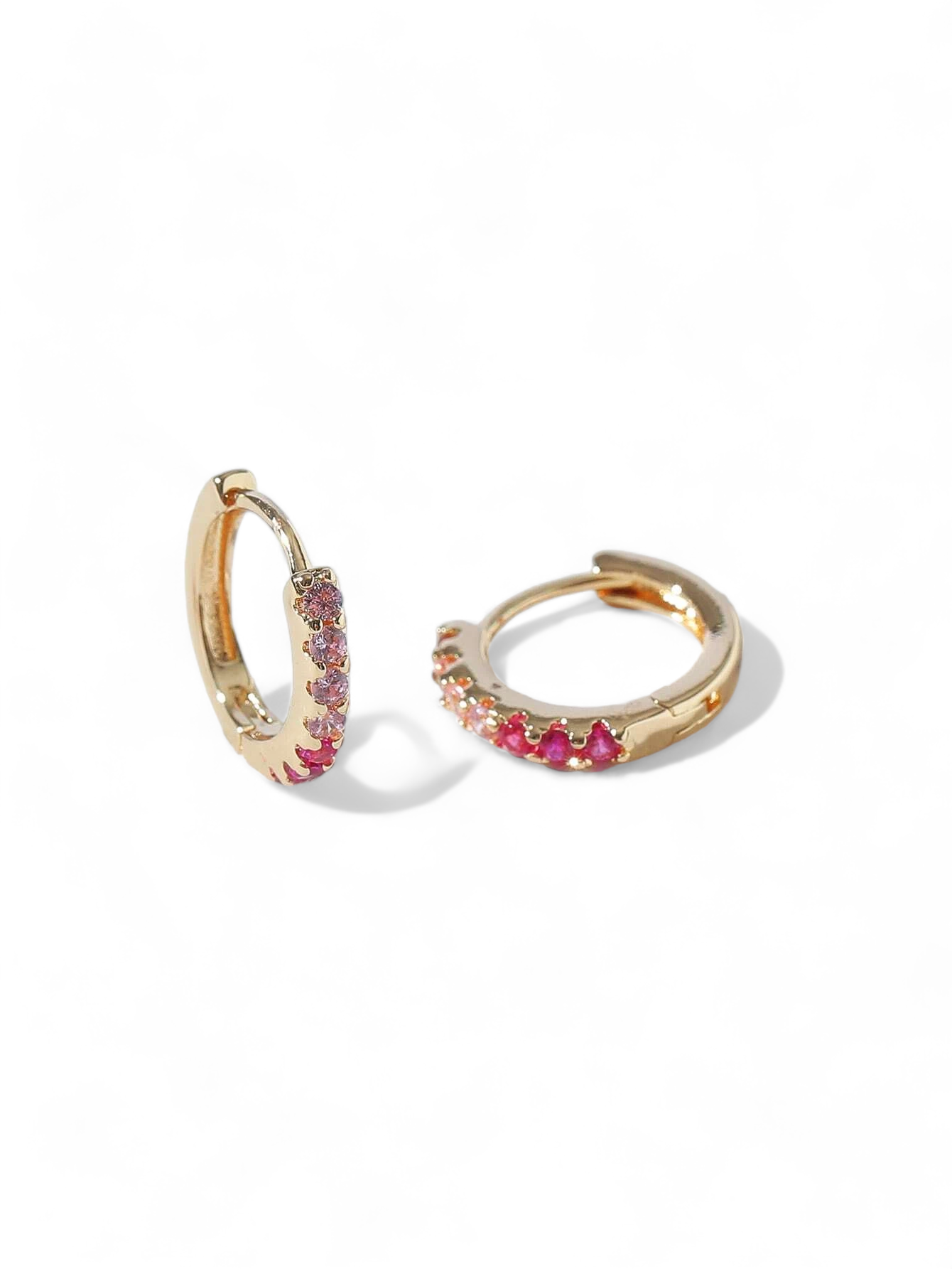 Pink Rhinestone Hoop Earrings
