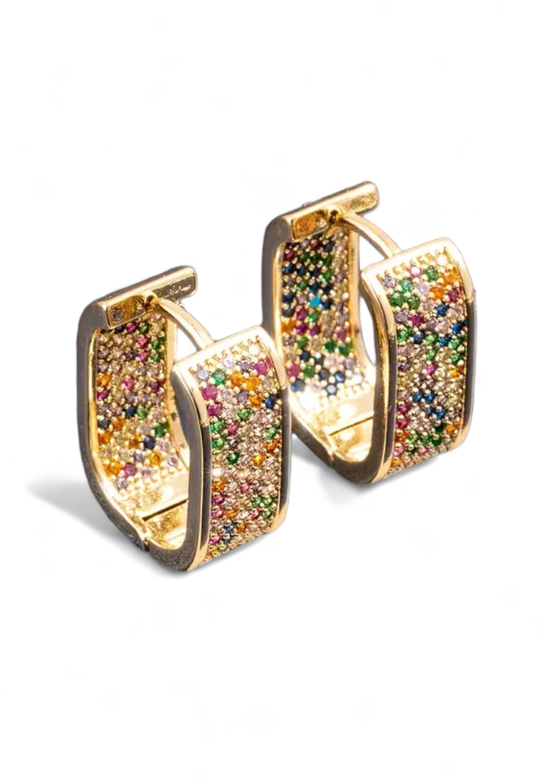 Rainbow Geometric Zircon Earrings